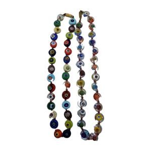 Vintage MidCentury Venetian Millefiori Murano Art Glass Necklace 16", Set Of 2